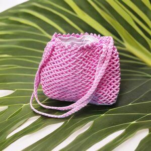 Pink Macrame Shoulder Bag